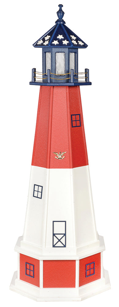 Amish Quick Ship 5 ft. POLY Patriotic (shown with optional Base) LIGHTHOUSE ON SALE