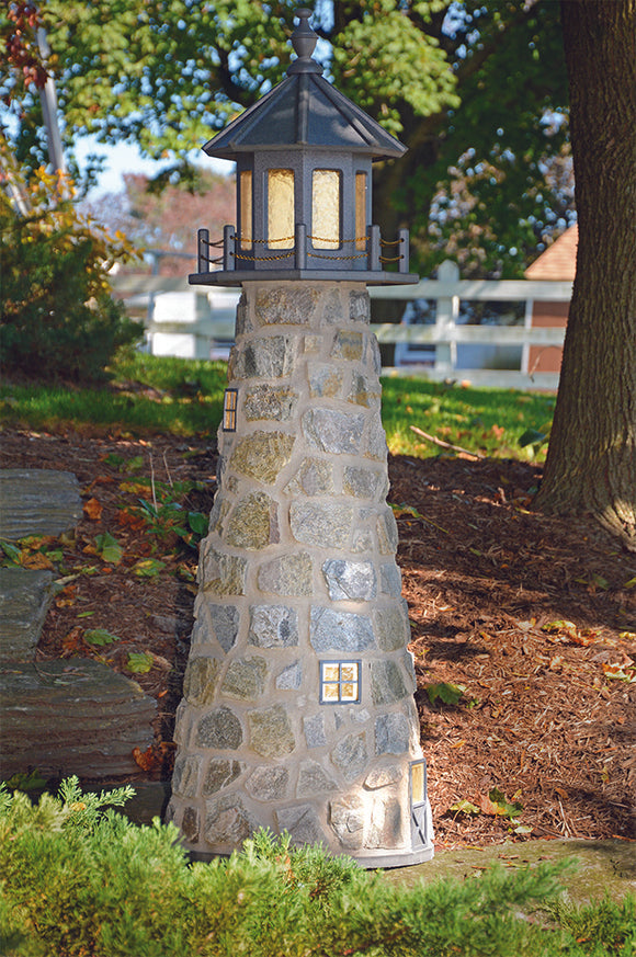 Amish Crafted 5 ft. Stone Lighthouse with Gray Top