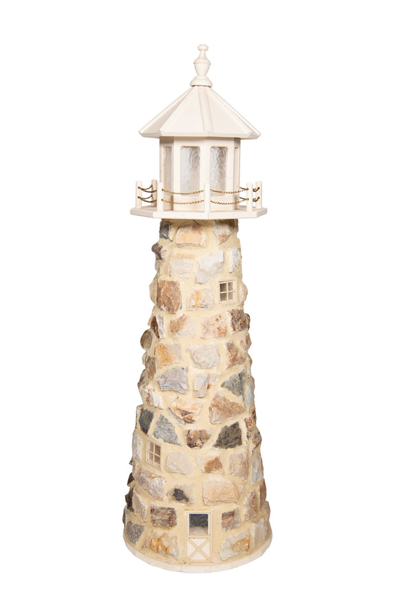 Amish Crafted 5 ft. Stone Lighthouse with Ivory Top